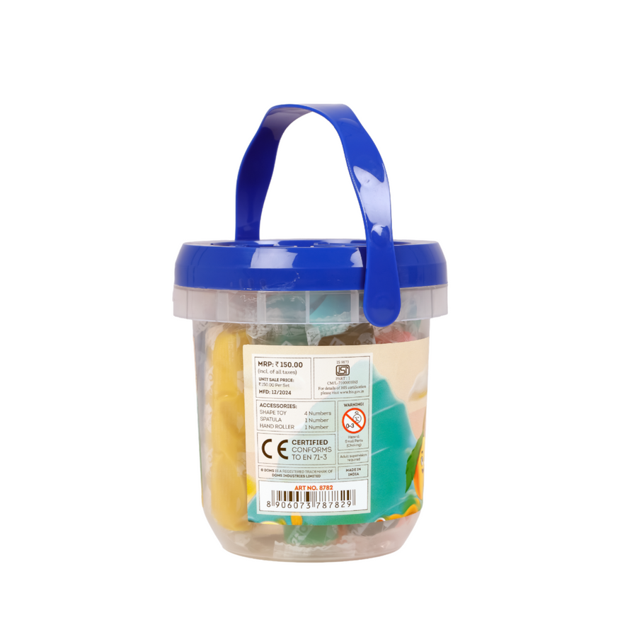 DOMS Modelling Dough 15 Shades (300g) with Bucket & Tools | Soft Non-Toxic Kids Dough for Creative Play