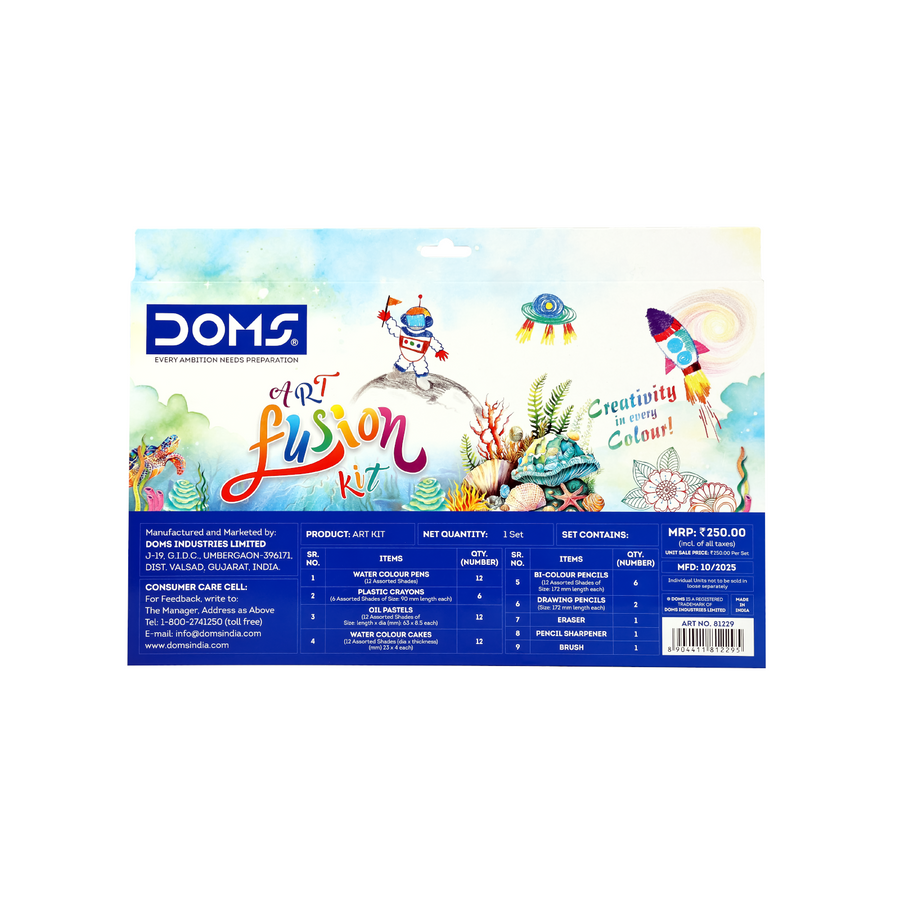 DOMS Art Fusion Kit – Drawing, Colouring & Craft Essentials Combo Pack
