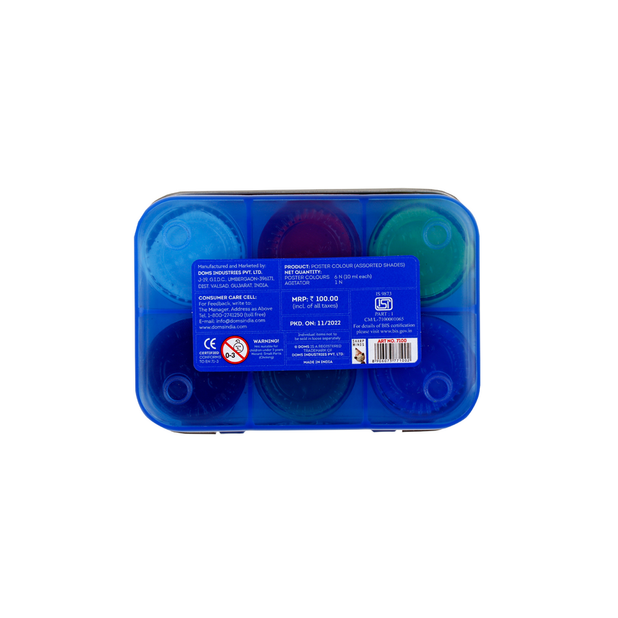 DOMS Student Poster Colours Set  with Brushes & Agitator | Vibrant Poster Paint Kit for Students