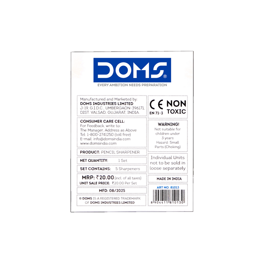 DOMS SUPER POINT Pencil Sharpener  | Durable, Smooth Sharpening, Non-Toxic | Ideal for School, Office & Art Supplies