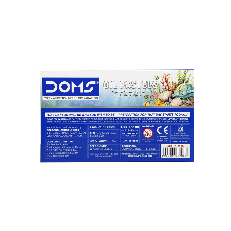 DOMS Oil Pastels –  Super Soft Oil Pastel Colours | Smooth Blending & Rich Pigments for Artists & Kids