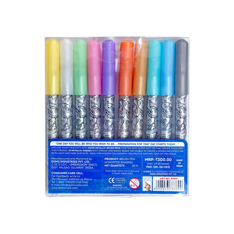 DOMS Metallic Brush Pens | Premium Metallic Calligraphy Pens for Art, Hand Lettering & Craft