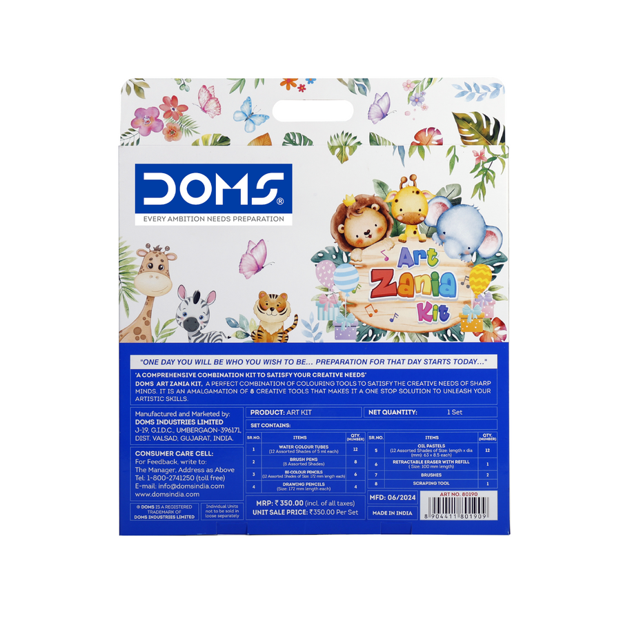 DOMS Art Zania Kit – Complete Kids Art & Craft Set with Colour Pencils, Oil Pastels, Sketch Tools & Water Colours | All-in-One Creative Drawing Kit