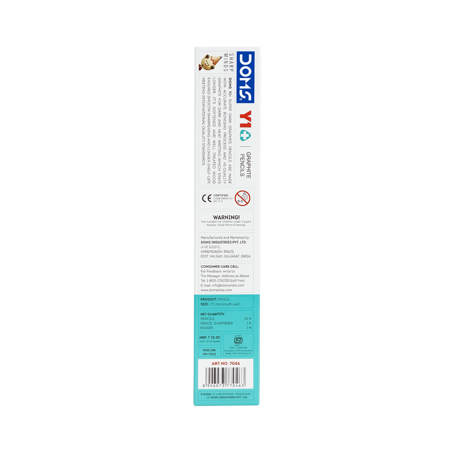 DOMS Y1+ Graphite Pencil | Extra Dark Writing | Smooth Performance | Durable & Easy to Sharpen