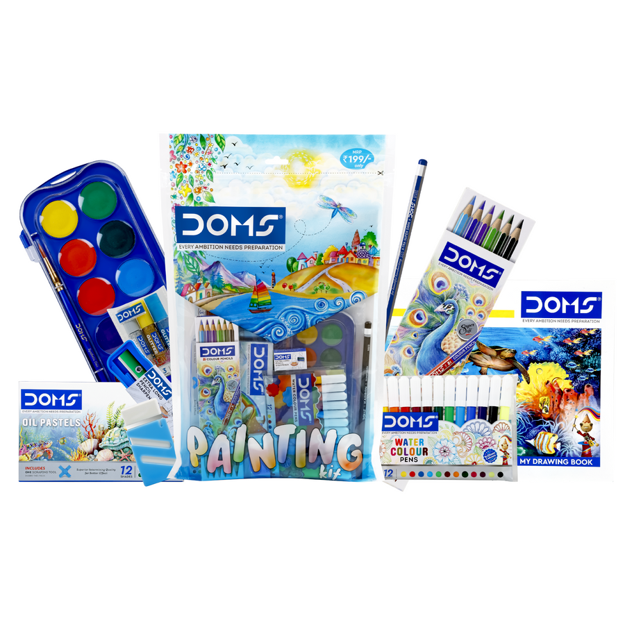 DOMS Painting Kit for Kids – Complete Art & Craft Set with Colours, Drawing Book & Accessories | Beginner Creative Kit