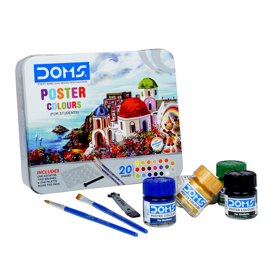 DOMS STUDENT POSTER COLOUR 20 SHADES – Vibrant Water-Based Paint Set for School & Creative Projects