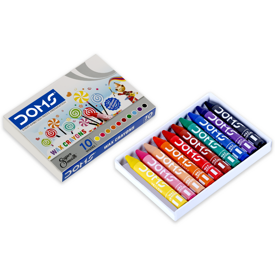 DOMS Wax Crayons Set – Super Smooth Colouring Crayons | Bright & Non-Toxic Kids Crayons