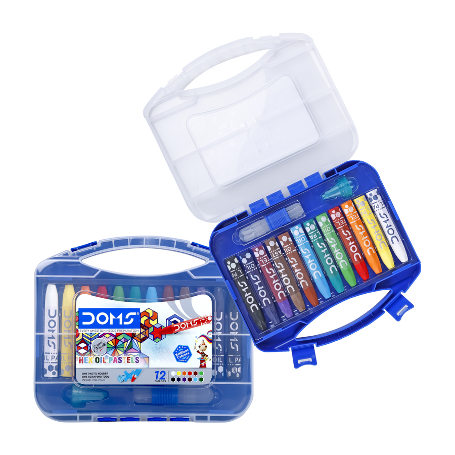 DOMS Oil Pastels (Hexagonal ) Set for Kids & Artists | Vibrant Non-Toxic Smooth Coloring Pastels | Soft Blending Art & Drawing Kit