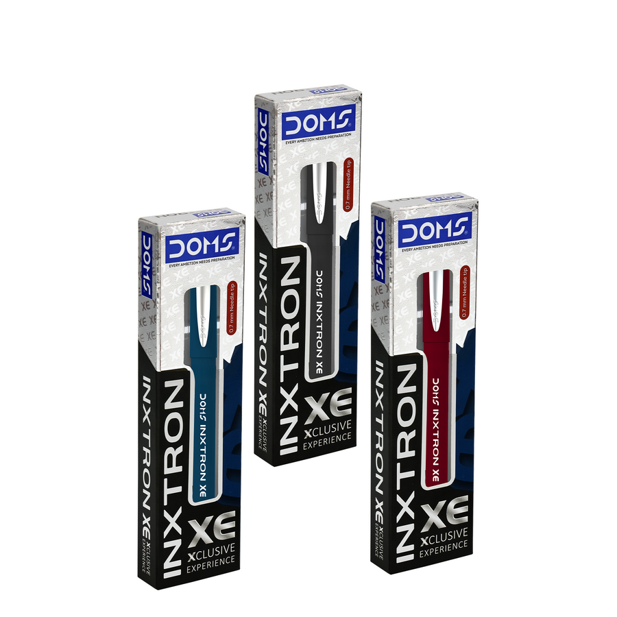 DOMS INXTRON XE Ball Pen 0.7 mm – Smooth Writing Premium Pen | Blue, Black & Red Ink | Single Pack Luxury Grip Pen for Office & School
