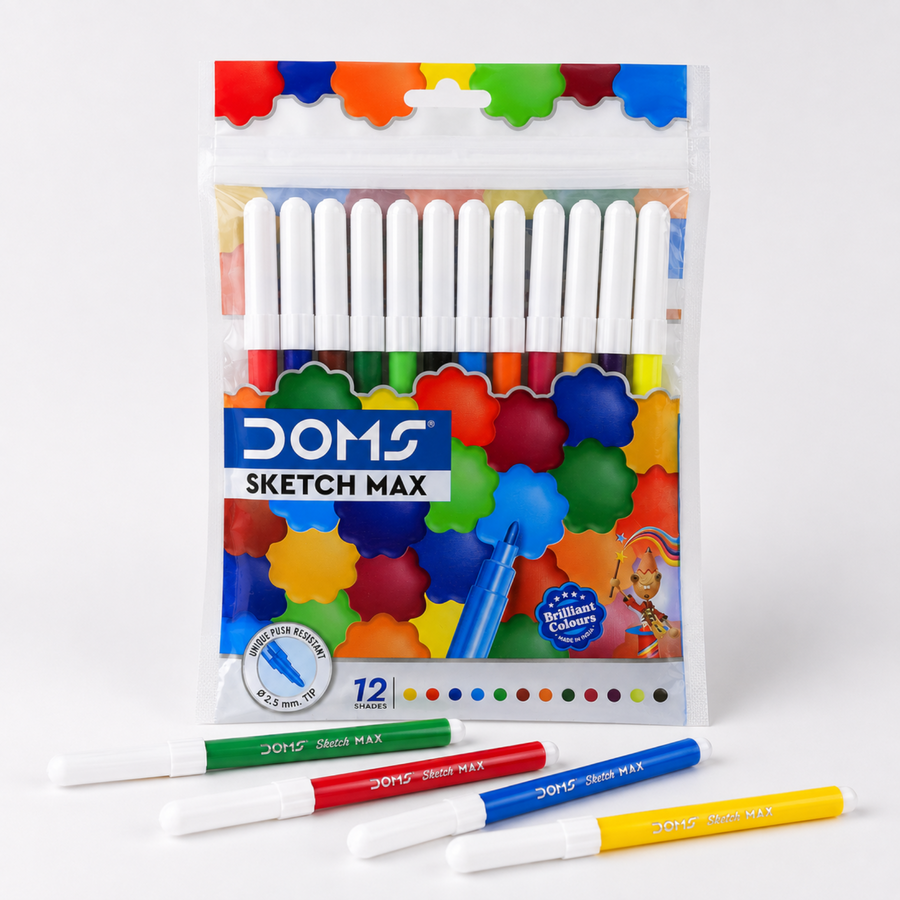 DOMS Sketch Max Water Colour Pens  | Fine Tip Water-Based Colour Pens for Drawing, Sketching & Colouring