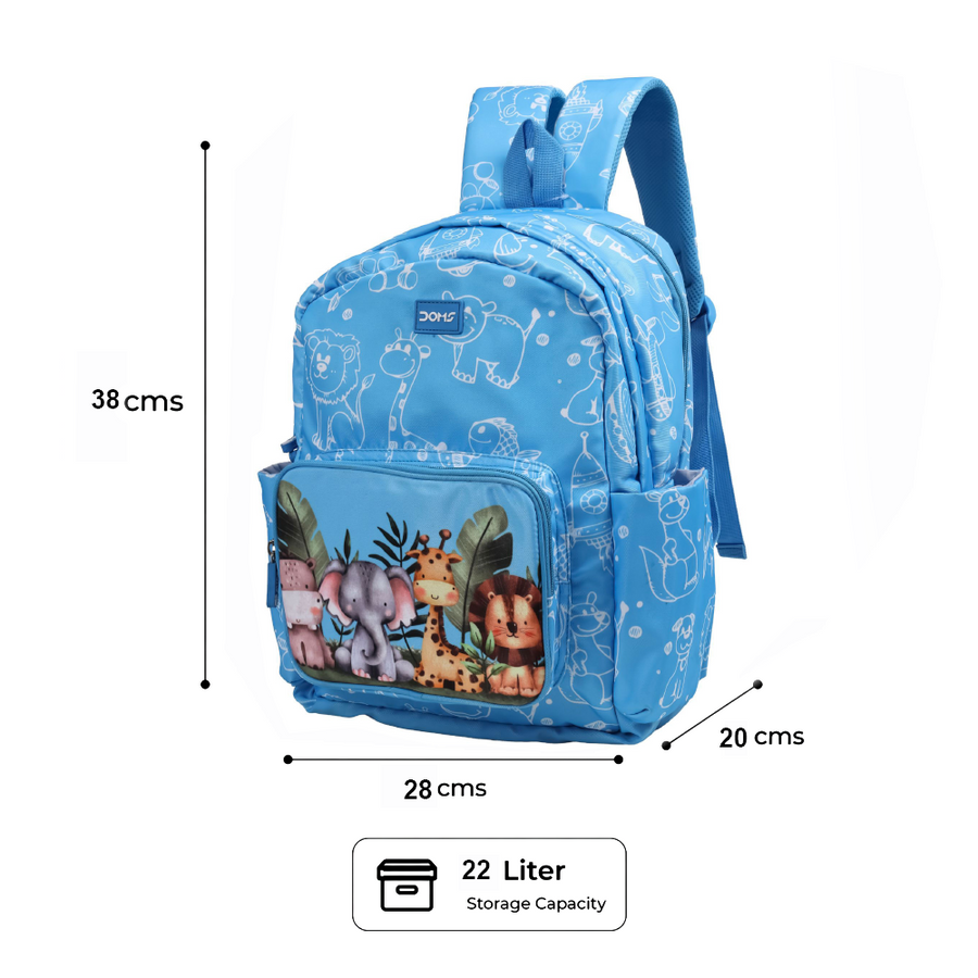 DOMS Jungle Bag Kids School Backpack – Lightweight Water-Resistant Jungle Theme Bag (22L)