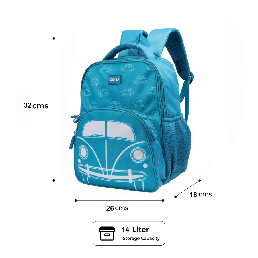 DOMS SPEEDz Bag Kids School Backpack – Lightweight Car Theme Water-Resistant Backpack (14L)