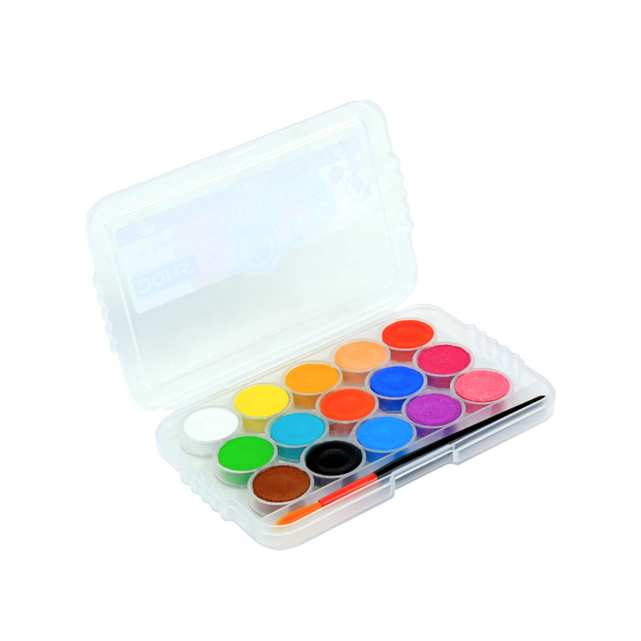 DOMS Aqua Water Color Cakes (15 mm) –  Vibrant Shades with Brush | Smooth & Washable Watercolour Set for Kids & Artists