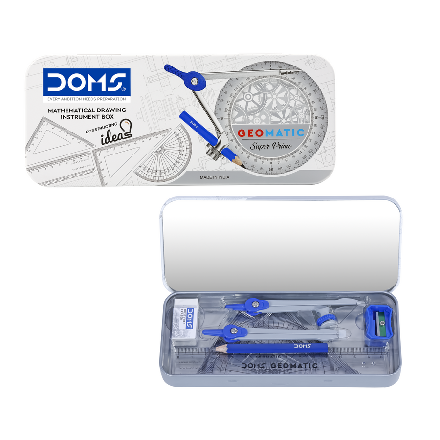DOMS GEOMATIC Math Instrument Box – Complete Geometry Kit with Compass, Protractor, Divider, Ruler & Accessories
