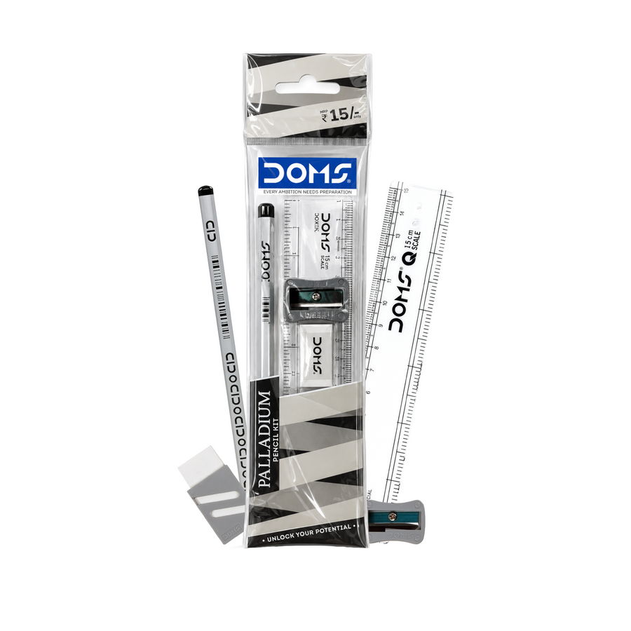 DOMS Palladium Pencil Kit – Premium Stationery Set with Pencil, Scale, Sharpener & Eraser for School, Drawing & Exam Use