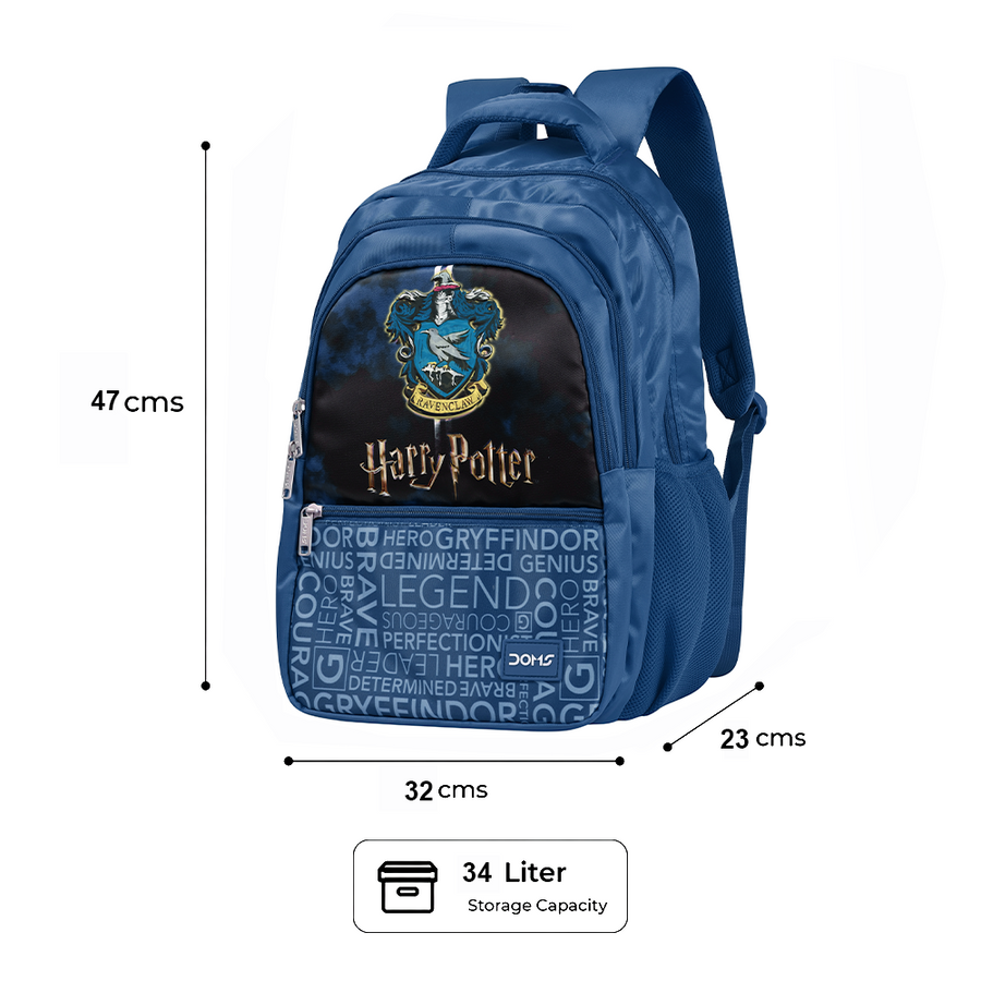 DOMS Harry Potter School Backpack – Lightweight Water-Resistant Hogwarts Theme Bag (34L) | Official Licensed Merchandise