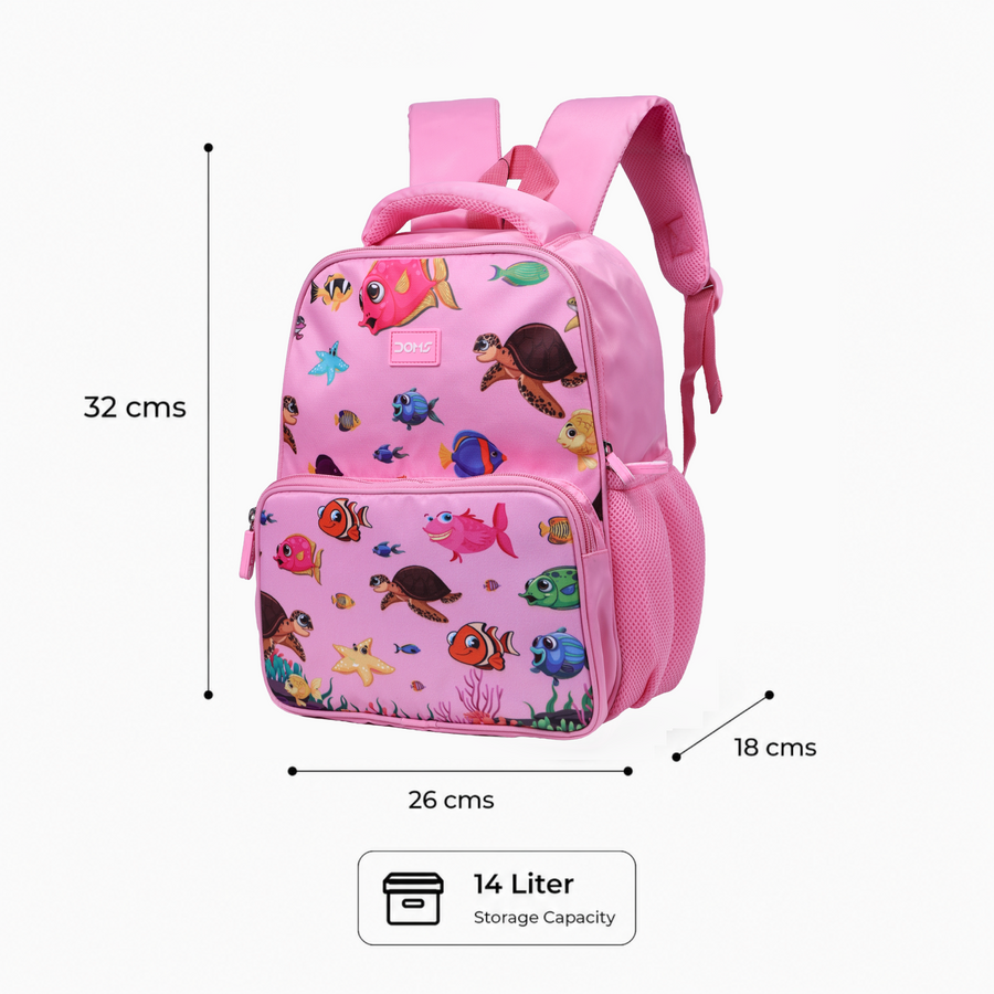 DOMS Aqua Bag Kids School Backpack – Ocean Theme Lightweight, Stylish & Spacious Backpack Water-Resistant Bag (14L)