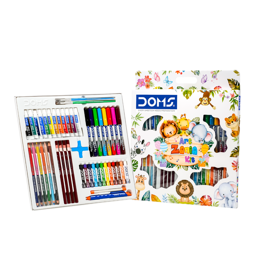 DOMS Art Zania Kit – Complete Kids Art & Craft Set with Colour Pencils, Oil Pastels, Sketch Tools & Water Colours | All-in-One Creative Drawing Kit