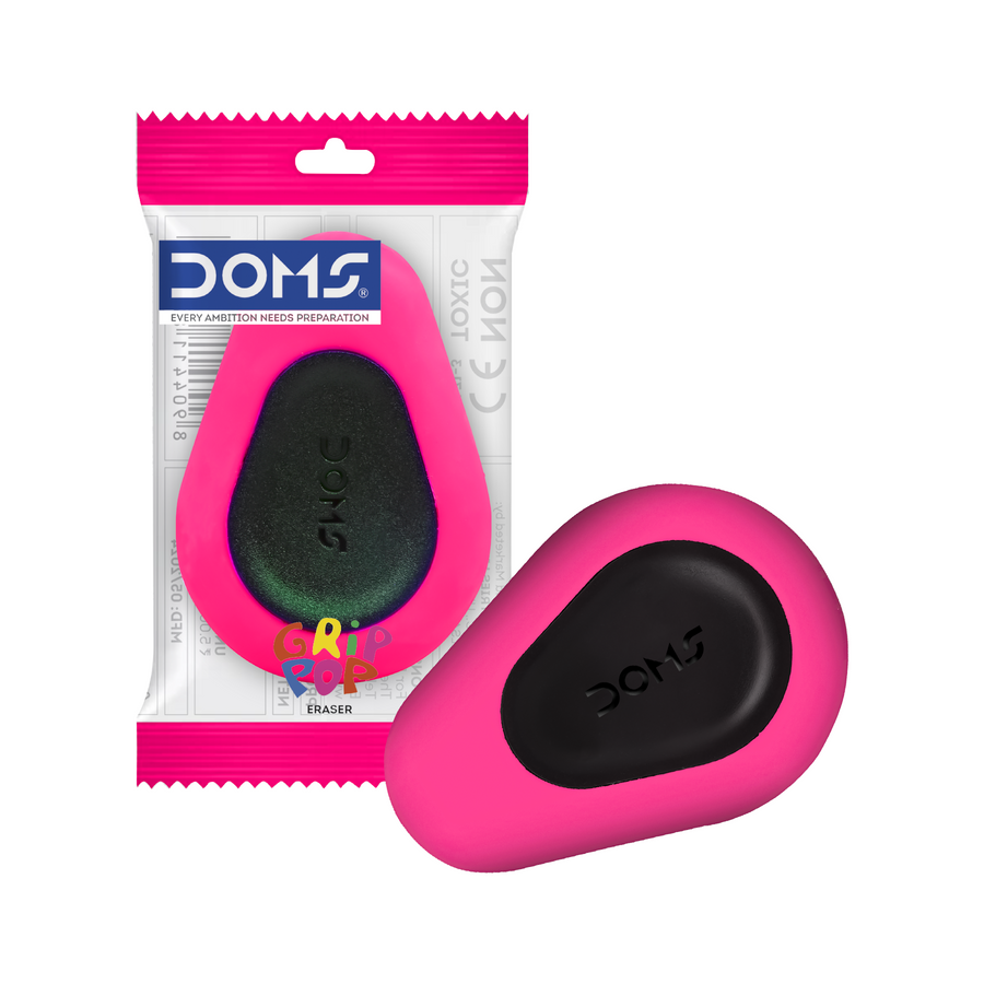 DOMS GRIP POP Eraser | Dust-Free Smudge-Free Pencil Eraser | Soft Non-Toxic Grip Eraser for School, Office & Art Use