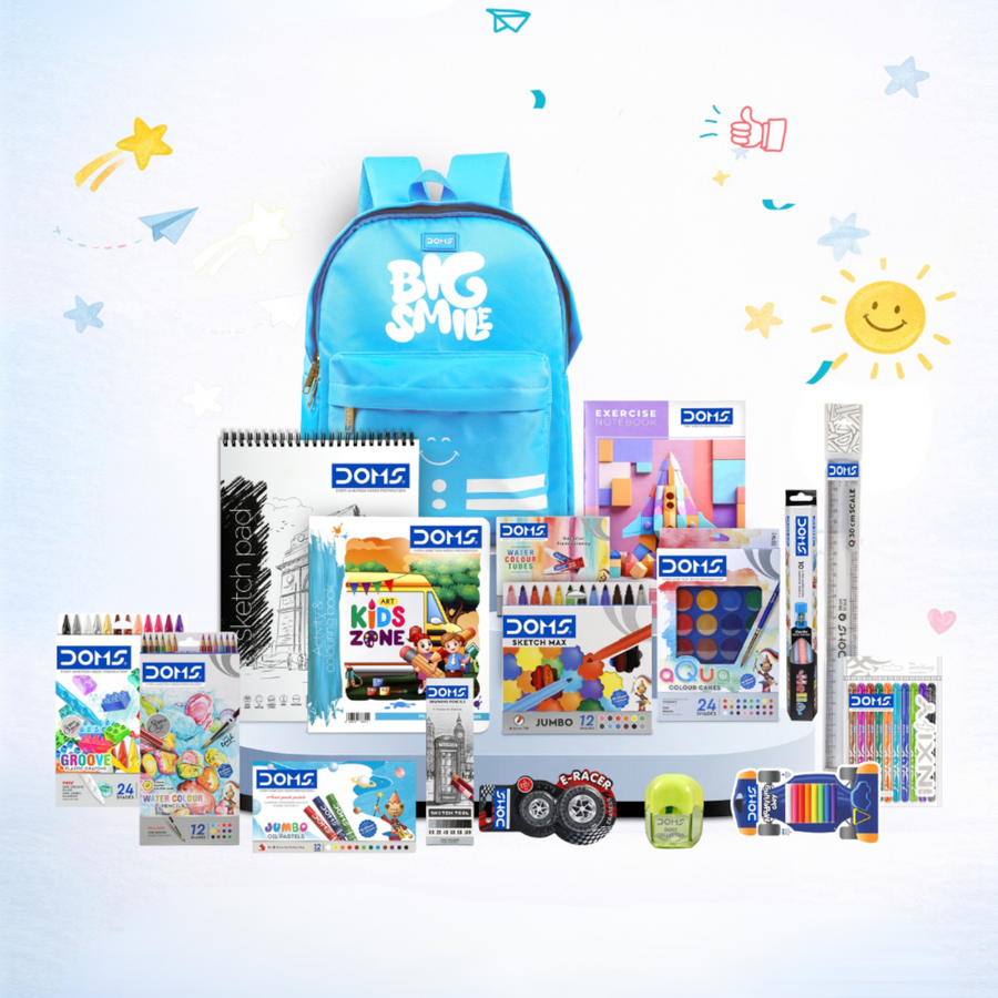 DOMS Big Smile Kit – Creative Drawing & Coloring Set with Backpack (Available in 2 Colors)