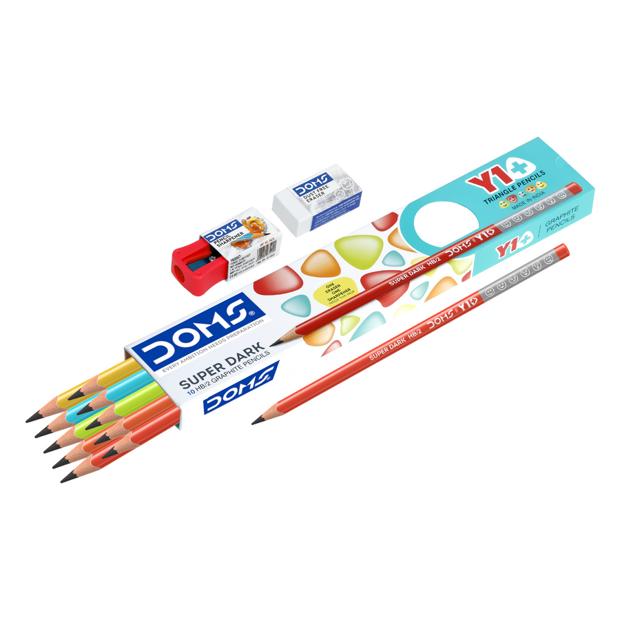 DOMS Y1+ Graphite Pencil | Extra Dark Writing | Smooth Performance | Durable & Easy to Sharpen