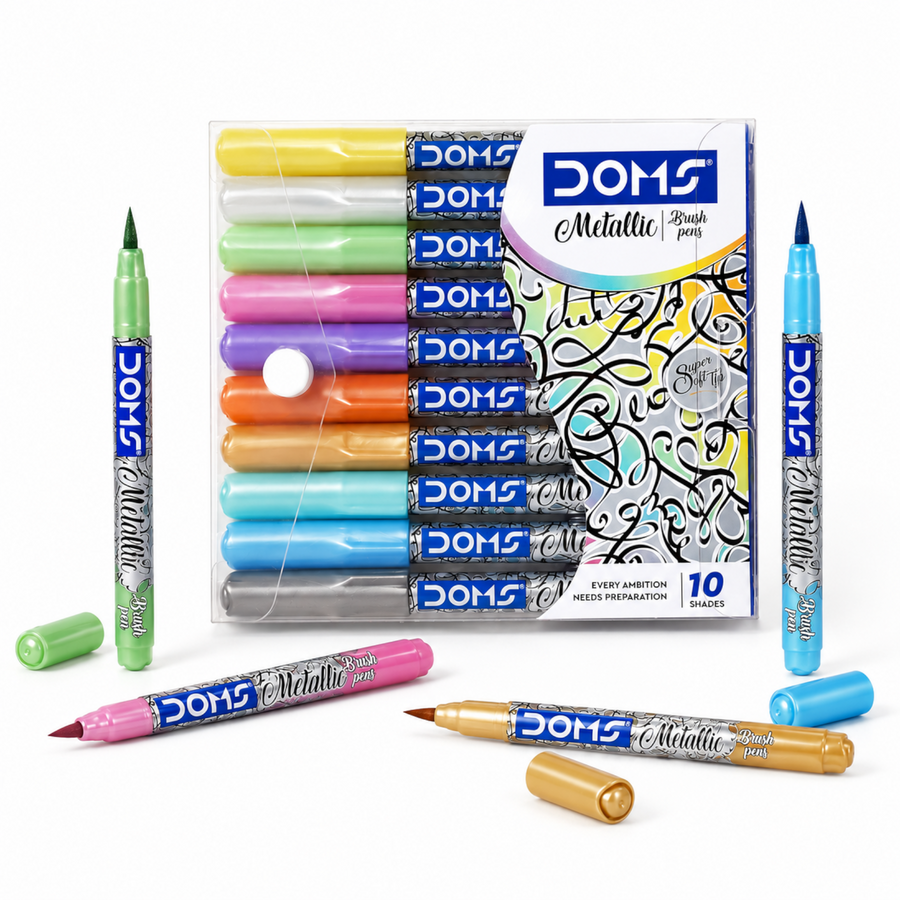 DOMS Metallic Brush Pens | Premium Metallic Calligraphy Pens for Art, Hand Lettering & Craft