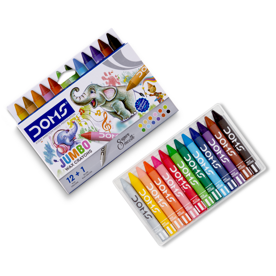 DOMS JUMBO Wax Crayons Set for Kids | Vibrant Non-Toxic Coloring Crayons | Smooth, Break-Resistant Art & School Drawing Crayons
