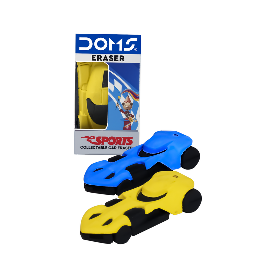 DOMS Sport Car Eraser for Kids | Fun Car-Shaped Pencil Eraser | Smudge-Free, Non-Toxic School Stationery