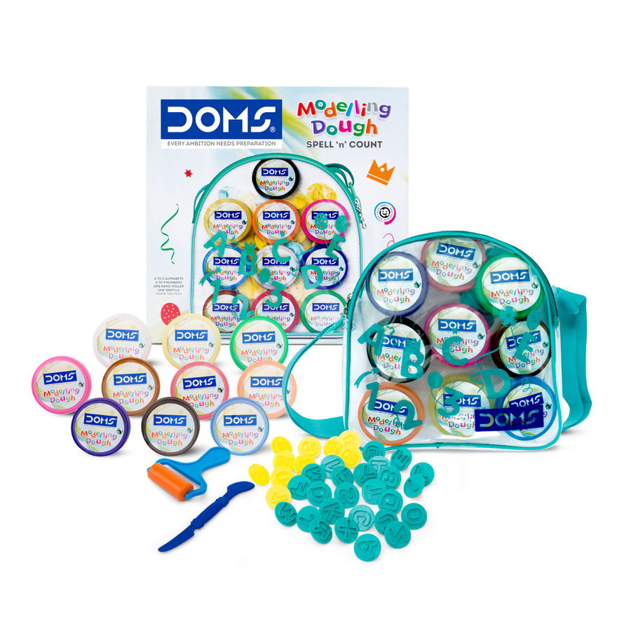 DOMS Modelling Dough 10 Shades (250g) – Non-Toxic Soft Clay Dough Set for Kids with Tools | Creative Art & Craft Kit