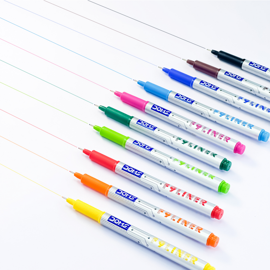 DOMS F9 Liner Pen Set – 10 Vibrant Shades | Fine Tip Colour Pens for Writing, Sketching & Doodling | Smooth Ink Flow Fineliner Pens for Students & Artists