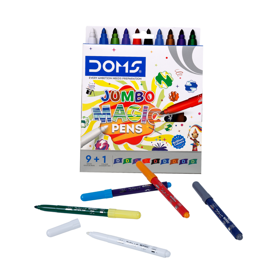 DOMS Jumbo Magic Pens 9+1 Set | Color Changing Sketch Pens for Kids, Drawing & Creative Art