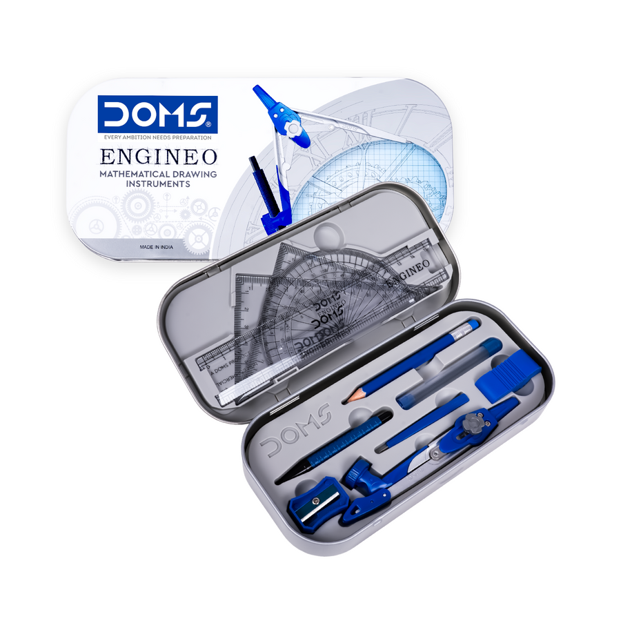 DOMS Engineo Math Instrument Box – Complete Geometry Set for Students, Precision Drawing & Exam Use