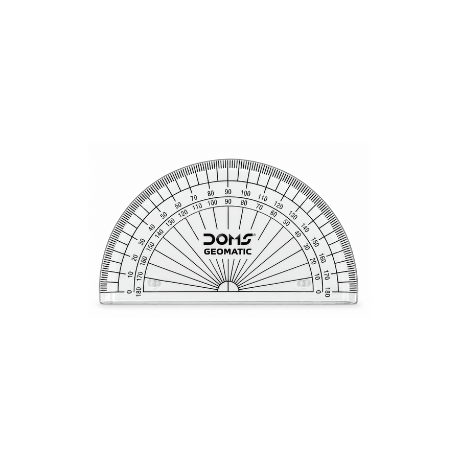 DOMS Geomatic Super Prime Protractor | 180 Degree Transparent Geometry Protractor with Dual Scale | Angle Measuring Tool for School, Maths & Technical Drawing