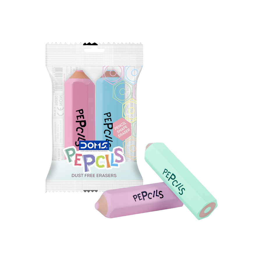 DOMS PEPCILS Dust-Free Eraser | Premium Smudge-Free Pencil Eraser | Soft, Non-Toxic, Clean Erasing for School, Office & Art Use