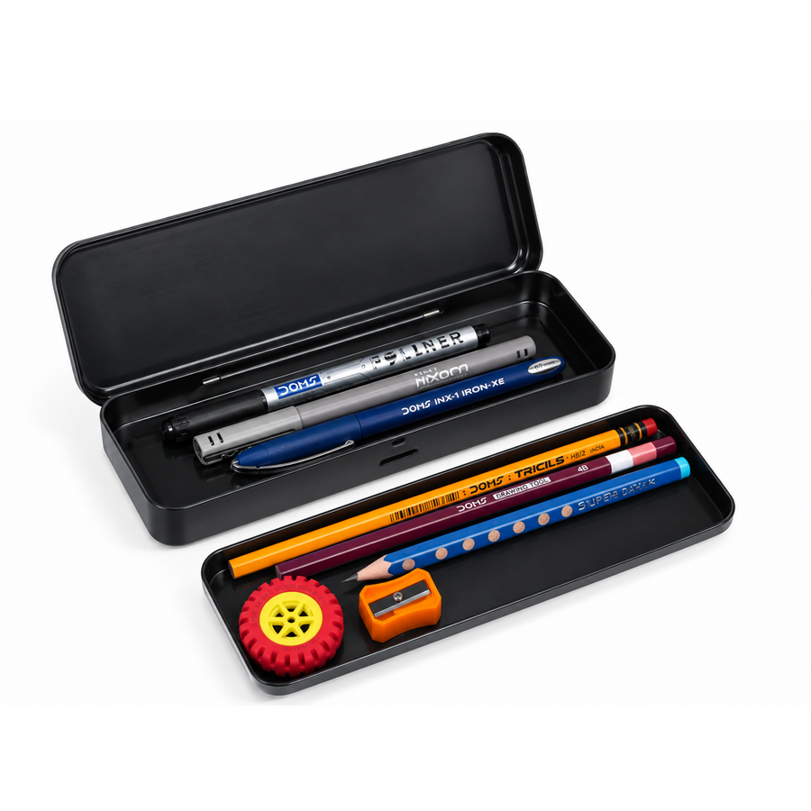 DOMS Batman Metal Pencil Box Officially Licensed DC Stationery Box | Durable Metal Pencil Case with Secure Lid, Rounded Edges & Spacious Storage for School
