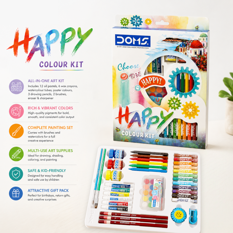 DOMS Happy Colour Kit – Colouring, Drawing & Painting Essentials Set