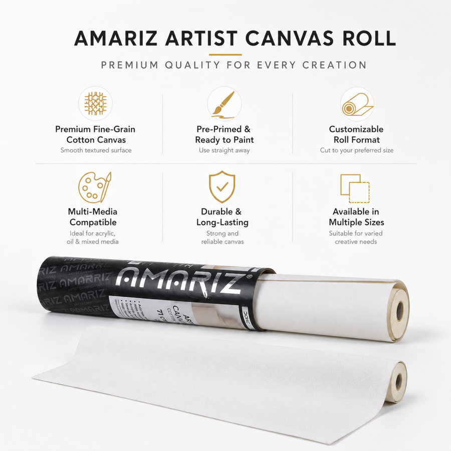DOMS Amariz Artist Canvas Roll | Premium Primed Cotton Canvas Roll for Acrylic, Oil & Mixed Media Painting