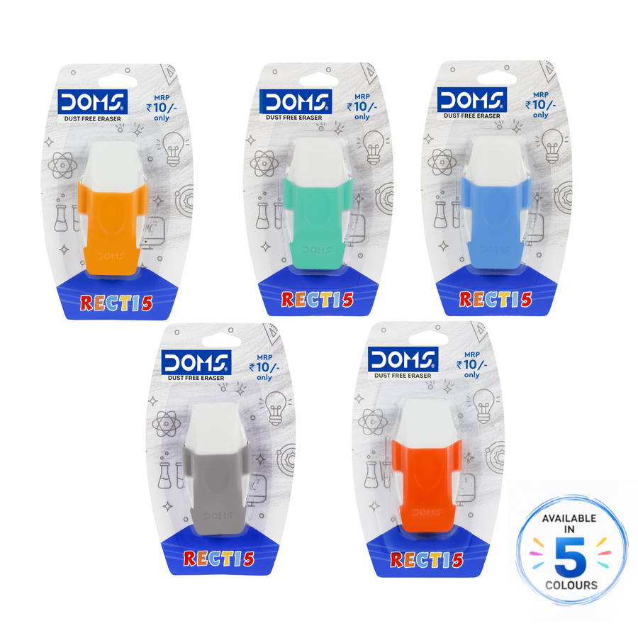 DOMS RECTI 5 Dust-Free Eraser | Premium Smudge-Free Pencil Eraser | Soft, Non-Toxic, Clean Erasing for School, Office & Art
