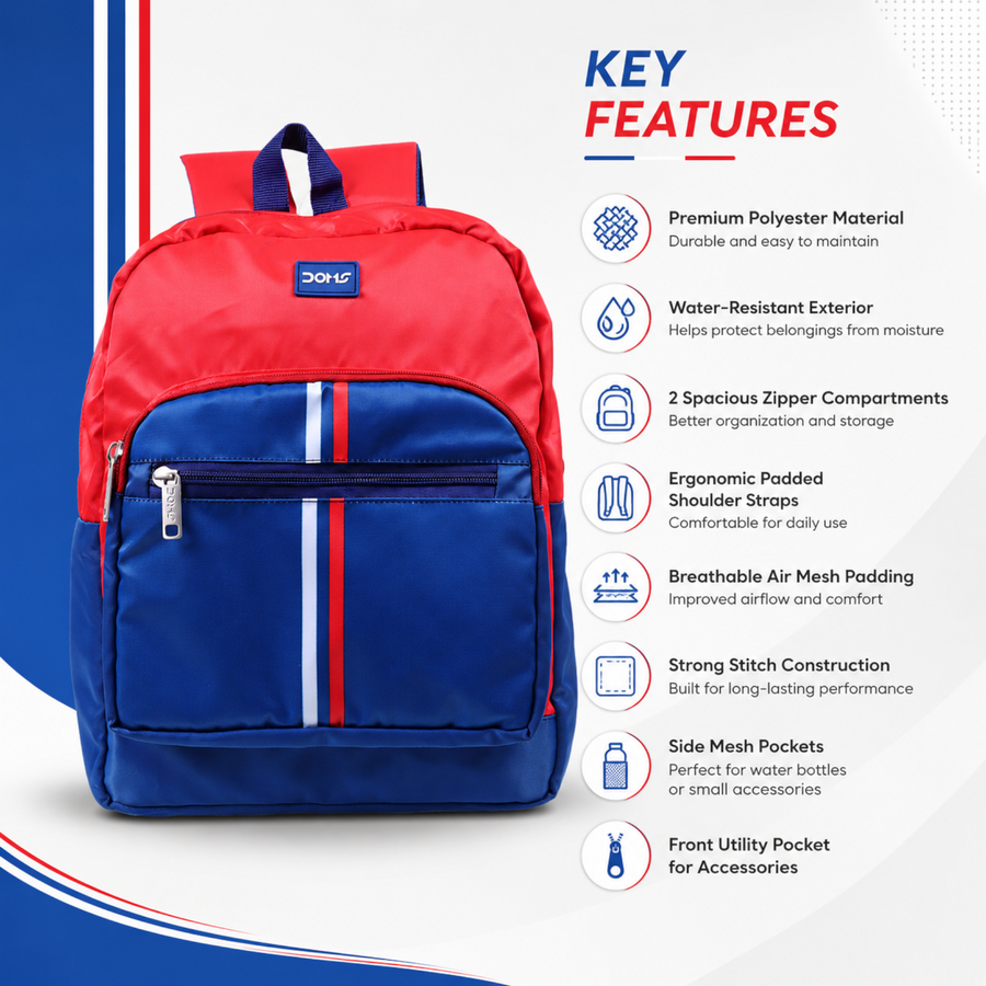 DOMS Buddy Bag Kids School Backpack – Lightweight Water-Resistant School Bag (22L)