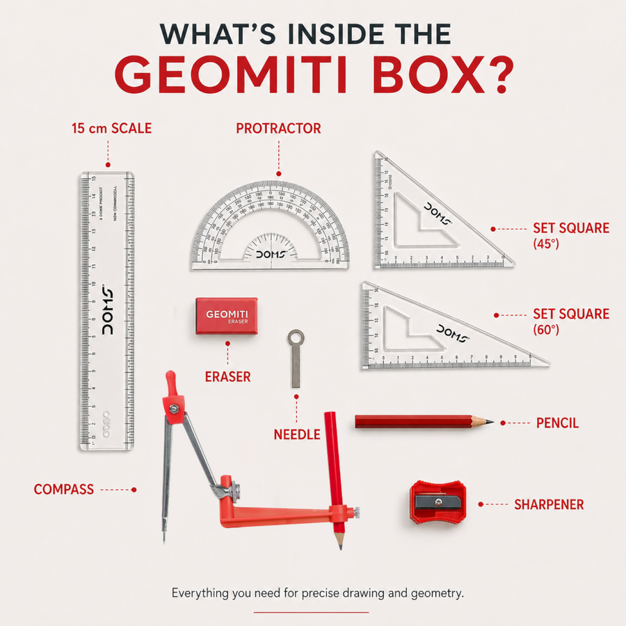 DOMS Geomiti Math Instrument Box – Complete Geometry Set for Students, School & Exam Use