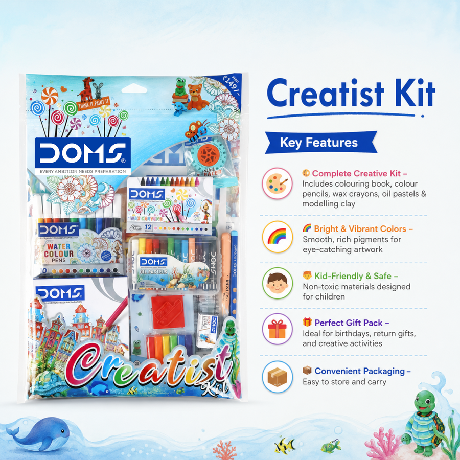 DOMS Creatist Kit – Kids Drawing, Coloring & Craft Supplies Combo Pack