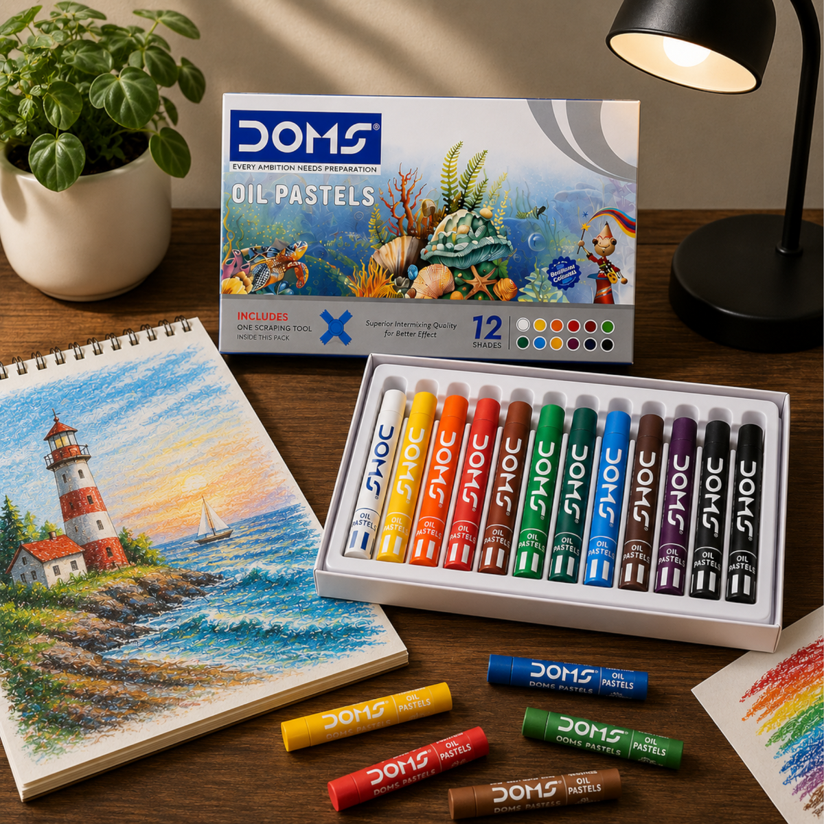 DOMS Oil Pastels –  Super Soft Oil Pastel Colours | Smooth Blending & Rich Pigments for Artists & Kids