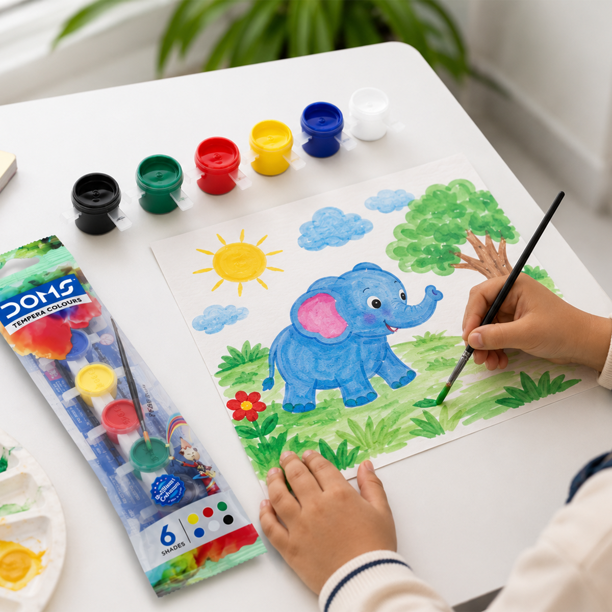 DOMS Tempera Colours Set – Vibrant Shades with Brush | Washable Poster Paint Kit for Kids & Artists