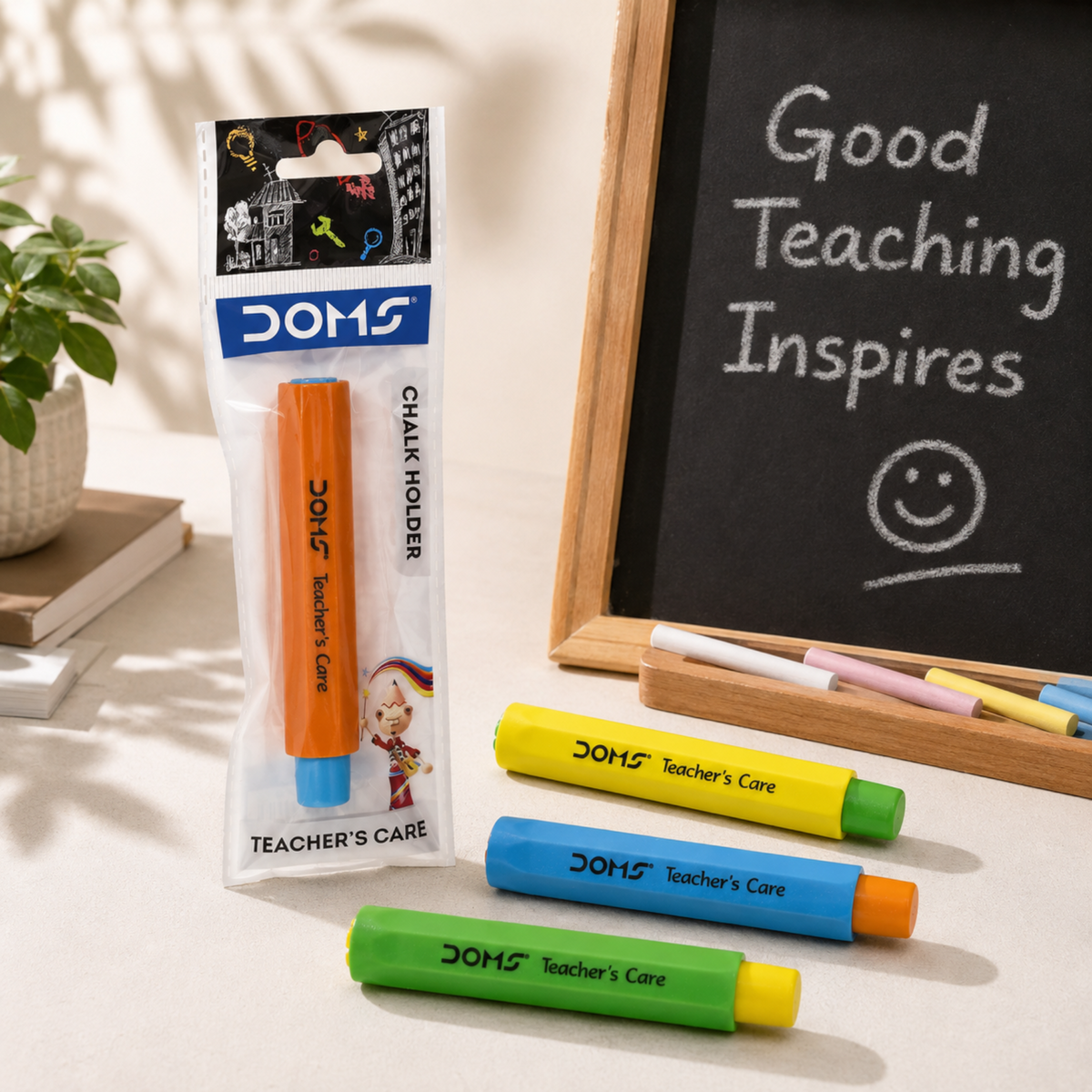 DOMS Chalk Holder – Teacher’s Care | Dust-Free Chalk Grip for Classroom & Chalkboard Use | Comfortable Anti-Dust Chalk Holder
