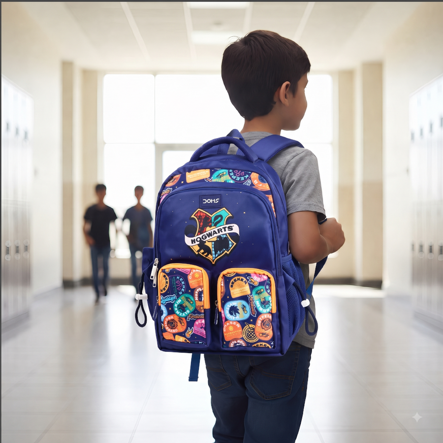 DOMS Hogwarts Blue School Backpack – Large Capacity Water-Resistant | Travel & School Bag (42L) | Official License Merchandise