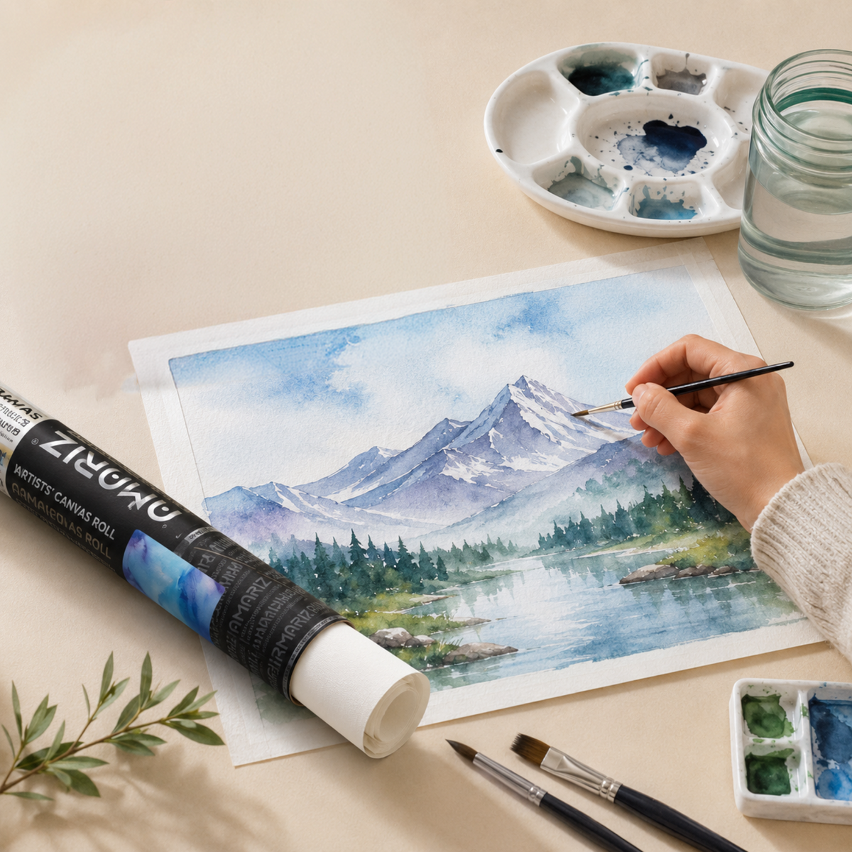 DOMS Amariz Artist Canvas Roll | Premium Primed Cotton Canvas Roll for Acrylic, Oil & Mixed Media Painting