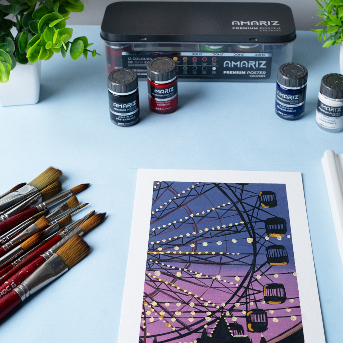 DOMS Amariz Artist’s Acrylic Colours Set | Professional Acrylic Paint Kit | Rich Pigments for Canvas, Wood & Craft Painting