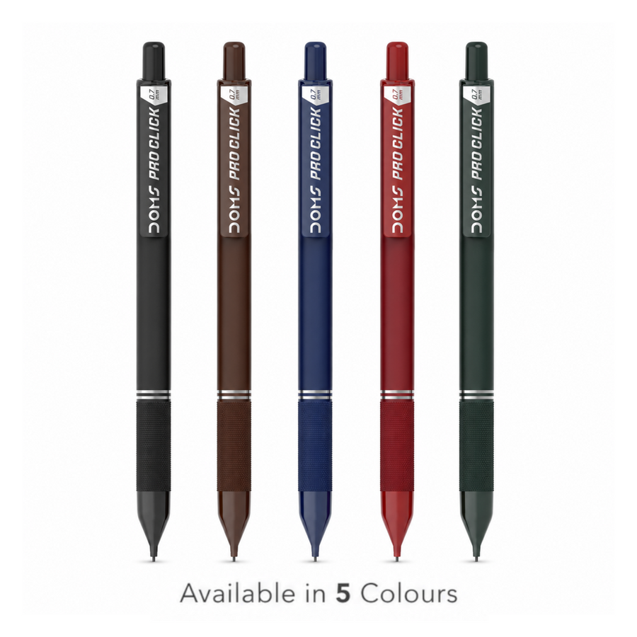 DOMS PRO CLICK 0.7 mm Mechanical Pencil – Refillable Click Pencil with Built-In Eraser