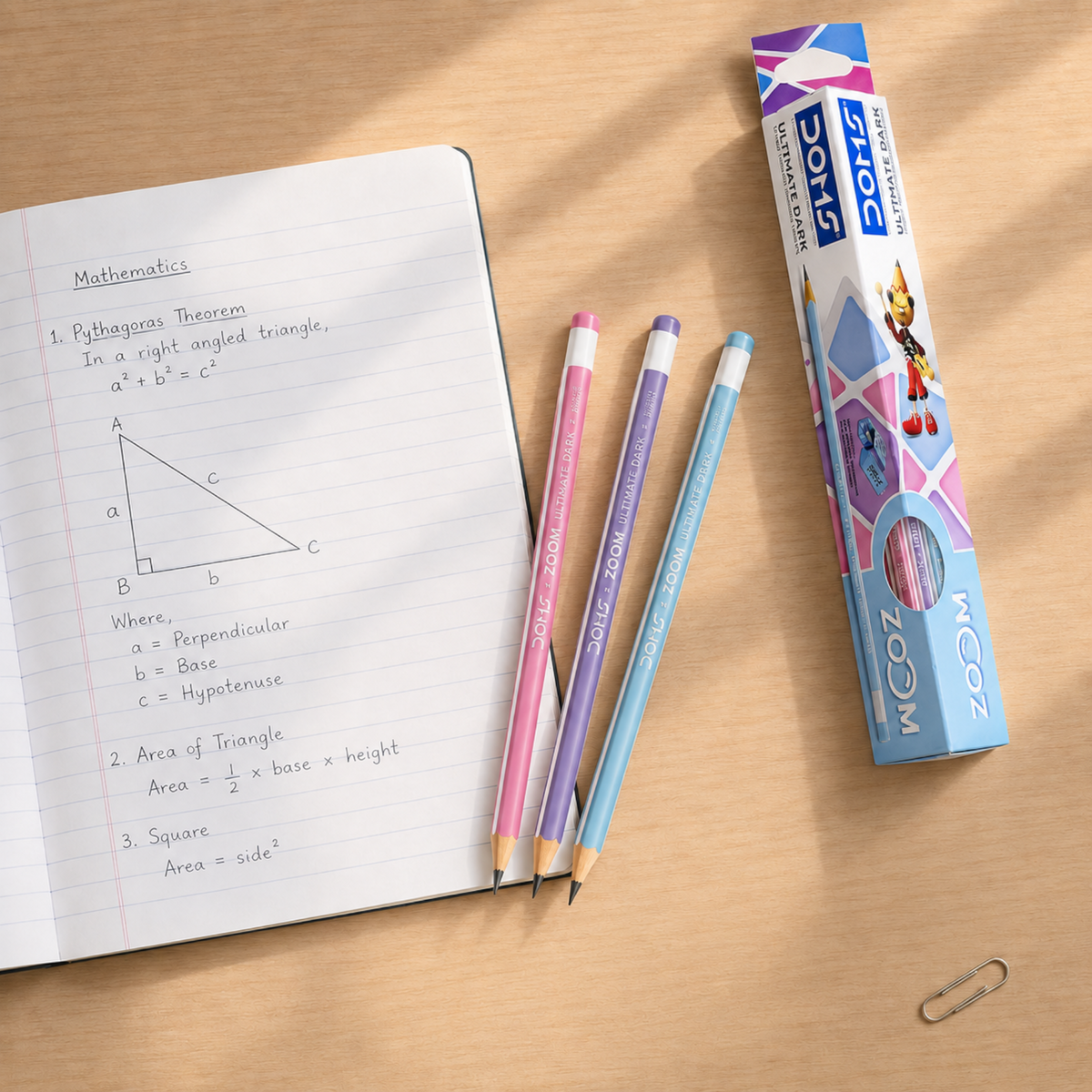 DOMS Zoom Triangle Graphite Pencil | Ultimate Dark Writing | Ergonomic Grip | Smooth & Break-Resistant Lead