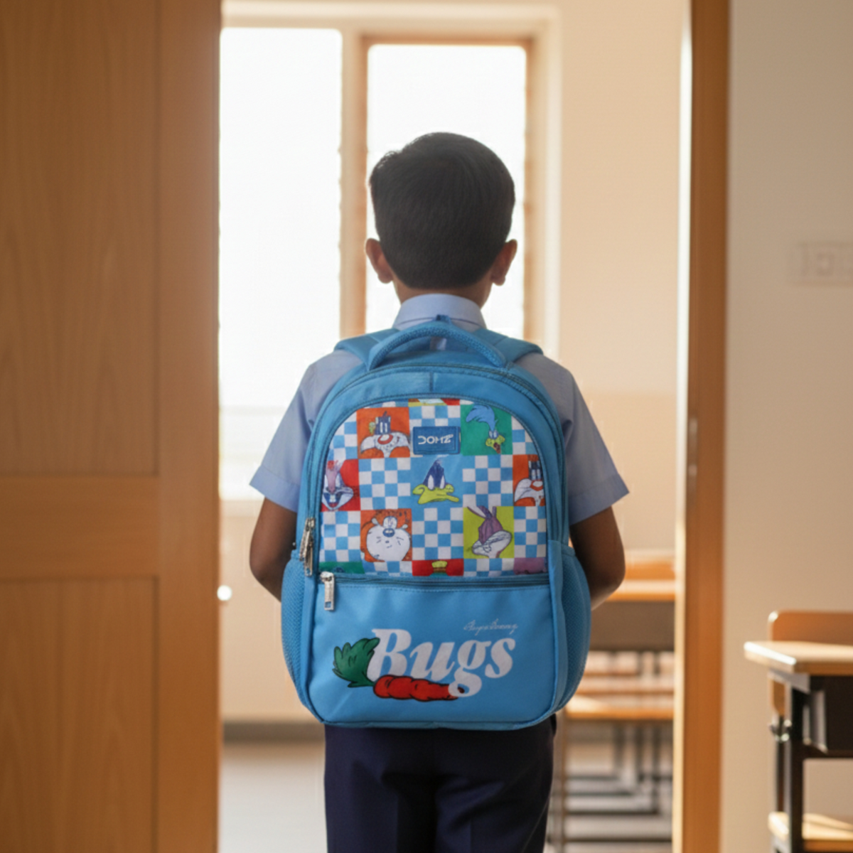 DOMS Bugs Bunny School Backpack – Lightweight Water-Resistant | Looney Tunes Theme Bag (34L) | Official Licensed Merchandise